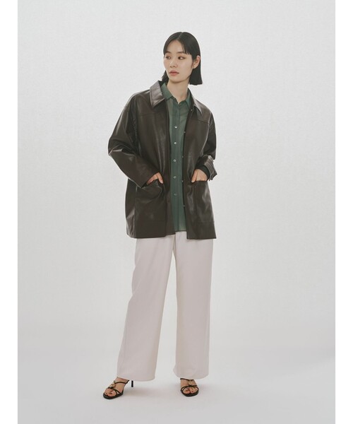 MIDIUMISOLID(ミディウミソリッド)の「MIDIUMISOLID for Ladies エッセンシャルジャージーシャツ(シャツ/ブラウス・レディース・アイボリー/カーキ/ライトブルー・FREE)」の15枚目の写真