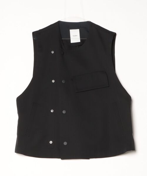 UJOH（ウジョー）の「【UJOH HOMME/ウジョー】Double Front Vest（ベスト・メンズ・ベージュ/ブラック・3/4）」の2枚目の写真