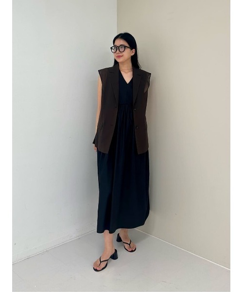 ESTNATION（エストネーション）の「ESTNATION / タイプライターギャザーワンピース《EXCLUSIVE》（ワンピース・レディース・ブラック/ブルー・FREE）」の6枚目の写真