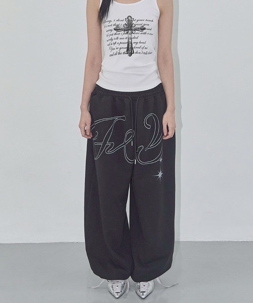 FANCY CLUB(ファンシークラブ)の「【FANCY CLUB】ANGEL VINTAGE SWEATPANTS / 【ファンシークラブ】エンジェルビンテージスウェットパンツ(スウェットパンツ・レディース・スカイブルー/ブラック・ONE SIZE)」の5枚目の写真