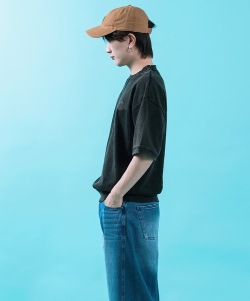 SIDEWAY STANCE（サイドウェイスタンス）の「【SIDEWAY STANCE】裏毛 ピグメント ライトスウェット Tシャツ（スウェット・メンズ・ブラック/ネイビー/ワイン/ブラック系1/ワイン系1/ネイビー系1/ブラック系/ワイン系/ネイビー系・LARGE/MEDIUM/X-LARGE/SMALL）」の22枚目の写真