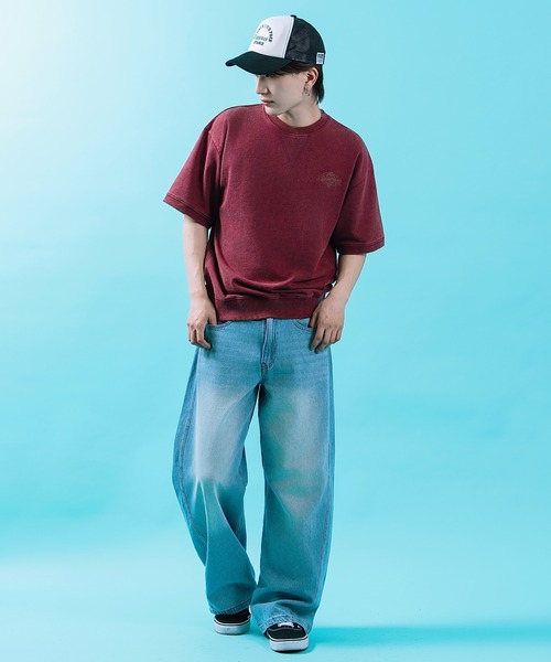 SIDEWAY STANCE（サイドウェイスタンス）の「【SIDEWAY STANCE】裏毛 ピグメント ライトスウェット Tシャツ（スウェット・メンズ・ブラック/ネイビー/ワイン/ブラック系1/ワイン系1/ネイビー系1/ブラック系/ワイン系/ネイビー系・LARGE/MEDIUM/X-LARGE/SMALL）」の20枚目の写真