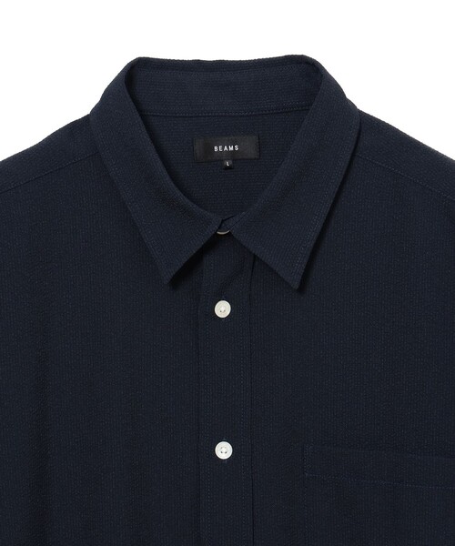 BEAMS（ビームス）の「シアサッカー シャツ【リラックスフィット】（シャツ/ブラウス・メンズ・イエロー系その他/ネイビー/グレー/サックスブルー・S/XL/L/M）」の6枚目の写真