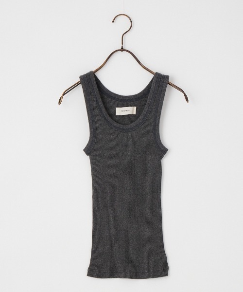 TODAYFUL（トゥデイフル）の「[TODAYFUL/トゥデイフル] シームレス リブタンクトップ（タンクトップ・レディース・チャコールグレー/ホワイト・F）」の14枚目の写真