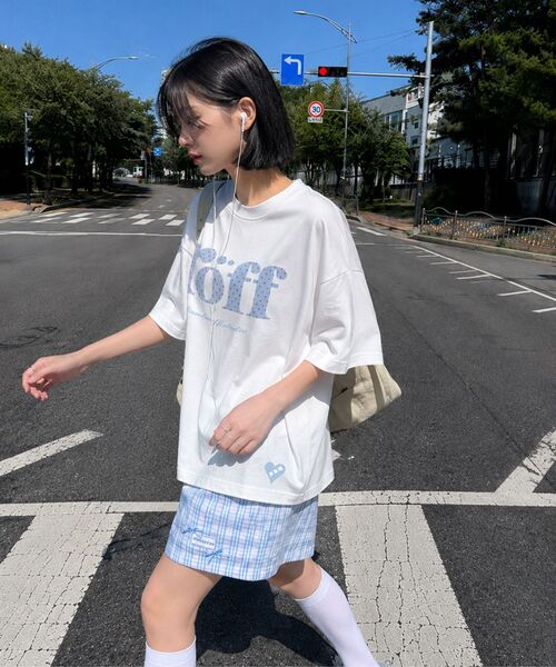 RANDOMOFF（ランダムオフ）の「ROEFF TYPE PLAY DOT OVER FIT T-SHIRT [SKY] (3color)（Tシャツ/カットソー・レディース・ホワイト/ライトグレー/ブラック・SMALL/MEDIUM/LARGE/X-LARGE）」の7枚目の写真