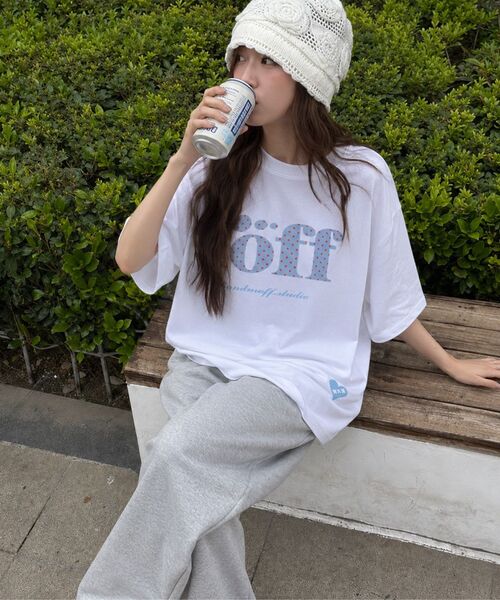 RANDOMOFF（ランダムオフ）の「ROEFF TYPE PLAY DOT OVER FIT T-SHIRT [SKY] (3color)（Tシャツ/カットソー・レディース・ホワイト/ライトグレー/ブラック・SMALL/MEDIUM/LARGE/X-LARGE）」の8枚目の写真