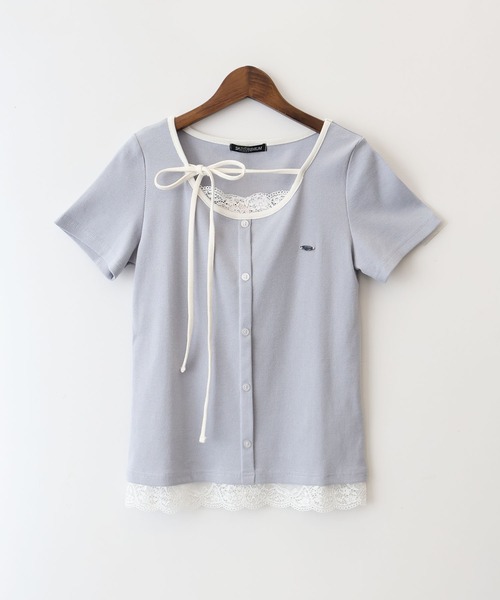 SpRay(スプレイ)の「配色胸リボントップス(Tシャツ/カットソー・レディース・グレー/ブラック/サックスブルー/オフホワイト・FREE)」の14枚目の写真