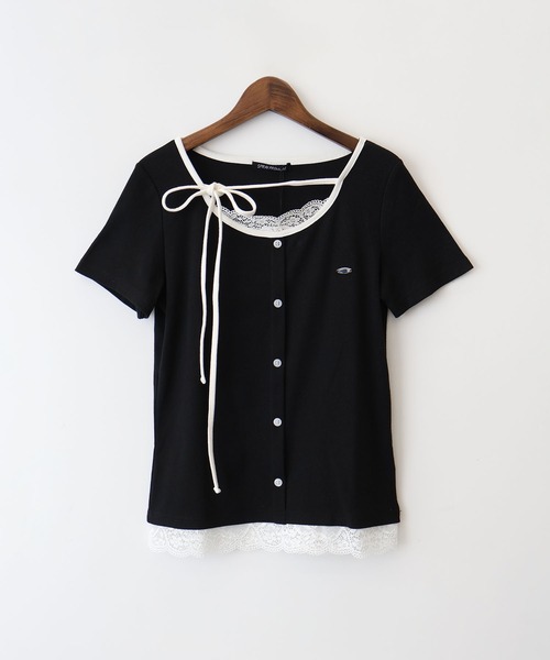 SpRay(スプレイ)の「配色胸リボントップス(Tシャツ/カットソー・レディース・グレー/ブラック/サックスブルー/オフホワイト・FREE)」の15枚目の写真