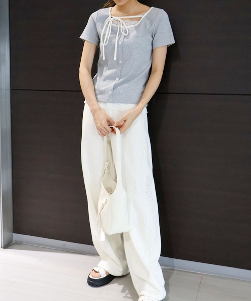 SpRay(スプレイ)の「配色胸リボントップス(Tシャツ/カットソー・レディース・グレー/ブラック/サックスブルー/オフホワイト・FREE)」の20枚目の写真