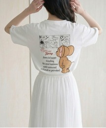 【TOM&JERRY/トムとジェリー】キャラクタープリント 刺繍 バックプリント ポケ付き半袖Tシャツ(吸水速乾・UV対策) ユニセックス