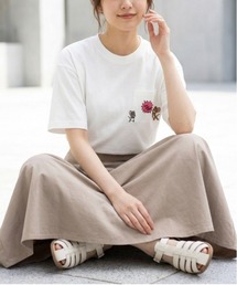 【TOM&JERRY/トムとジェリー】キャラクタープリント 刺繍 バックプリント ポケ付き半袖Tシャツ(吸水速乾・UV対策) ユニセックス