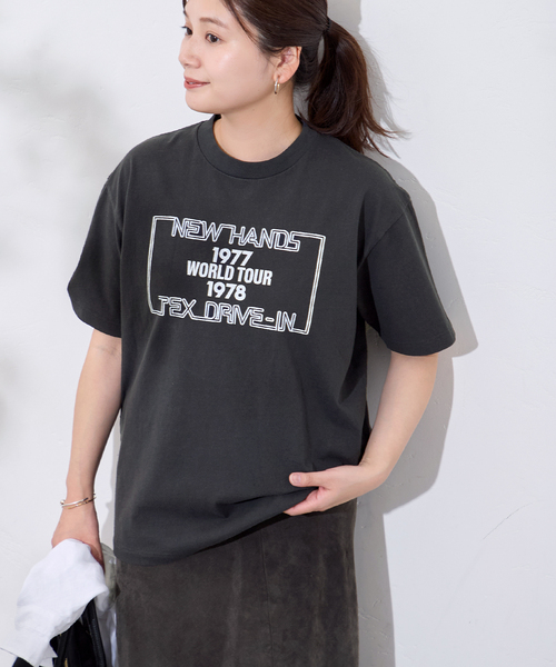 HANDTEX(ハンドテックス)の「《WEB限定追加》別注【HANDTEX/ハンドテックス】プリントTEE(Tシャツ/カットソー・レディース・ネイビー/ブラック系その他/ブラック/ホワイト・FREE)」の4枚目の写真