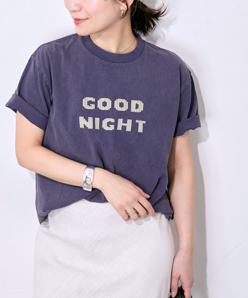 HANDTEX(ハンドテックス)の「《WEB限定追加》別注【HANDTEX/ハンドテックス】プリントTEE(Tシャツ/カットソー・レディース・ネイビー/ブラック系その他/ブラック/ホワイト・FREE)」の1枚目の写真
