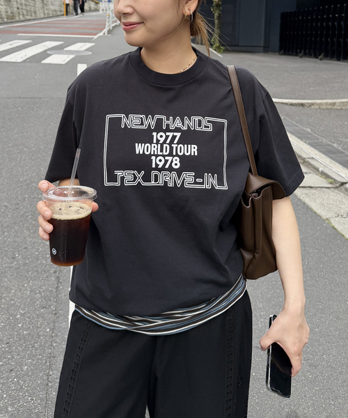 HANDTEX（ハンドテックス）の「《追加》別注【HANDTEX/ハンドテックス】プリントTEE（Tシャツ/カットソー・レディース・ネイビー/ブラック系その他/ブラック/ホワイト・FREE）」の11枚目の写真