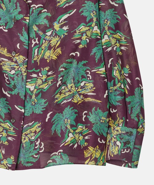 LE CIEL BLEU（ルシェルブルー）の「トロピカルプリントシアーシャツ / Tropical Print Sheer Shirt（シャツ/ブラウス・レディース・ライトブルー/ボルドー・36）」の8枚目の写真