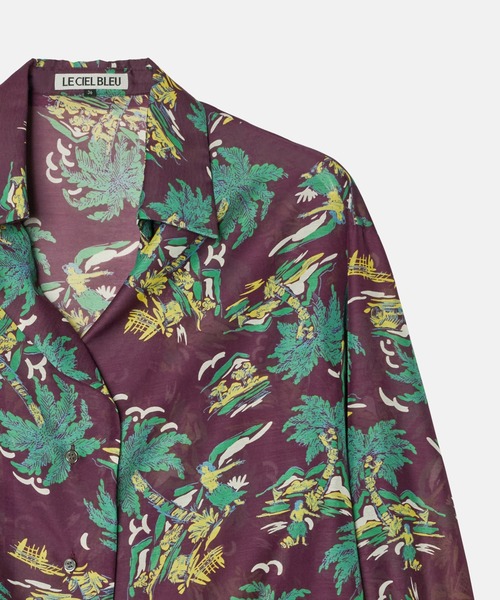 LE CIEL BLEU（ルシェルブルー）の「トロピカルプリントシアーシャツ / Tropical Print Sheer Shirt（シャツ/ブラウス・レディース・ライトブルー/ボルドー・36）」の14枚目の写真