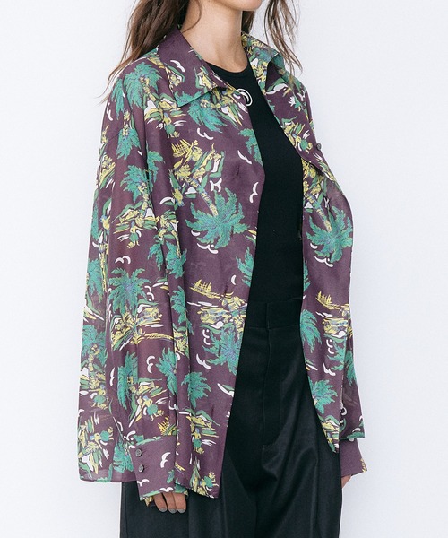 LE CIEL BLEU（ルシェルブルー）の「トロピカルプリントシアーシャツ / Tropical Print Sheer Shirt（シャツ/ブラウス・レディース・ライトブルー/ボルドー・36）」の10枚目の写真