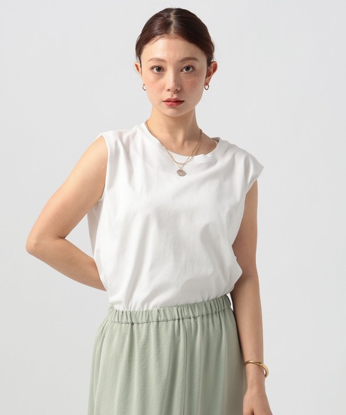 BAYFLOW(ベイフロー)の「シルケットノースリーブTシャツ(Tシャツ/カットソー・レディース・ブラック/オフホワイト/モカ・MEDIUM/SMALL)」の2枚目の写真