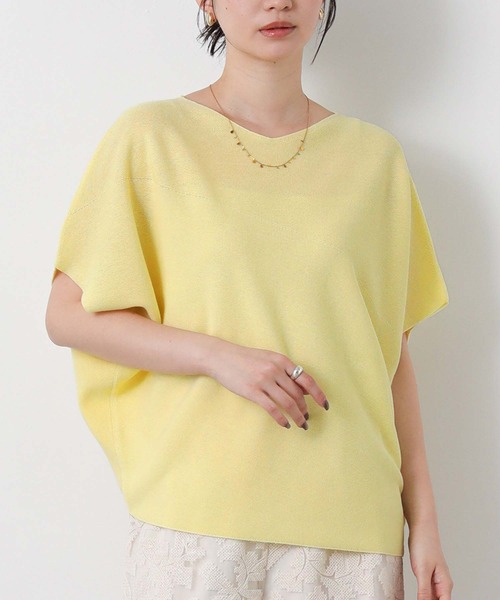Gready Brilliant(グレディブリリアン)の「ホールガーメントアシメフレンチニット(ニット/セーター・レディース・グレイッシュベージュ/ネイビー/イエロー・FREE)」の2枚目の写真