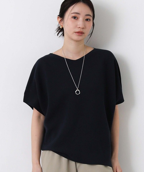 Gready Brilliant(グレディブリリアン)の「ホールガーメントアシメフレンチニット(ニット/セーター・レディース・グレイッシュベージュ/ネイビー/イエロー・FREE)」の18枚目の写真