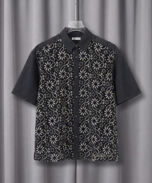 tk.TAKEO KIKUCHI(ティーケータケオキクチ)の「【昨年売上1500枚超え!】ボタニカルレースシャツ/フラワーデザイン/レース/大人気/モード/キレイ目(シャツ/ブラウス・メンズ・ブラック/ホワイト/ネイビー・02/03/04)」の15枚目の写真