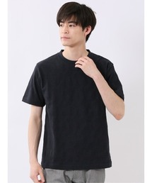 【綿混】タカキュー ジオメトリック ジャガード クルーネック 半袖 Tシャツ