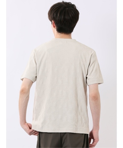 TAKA-Q（タカキュー）の「【綿混】タカキュー ジオメトリック ジャガード クルーネック 半袖 Tシャツ（Tシャツ/カットソー・メンズ・ベージュ/ネイビー・LARGE/X-LARGE/MEDIUM）」の5枚目の写真