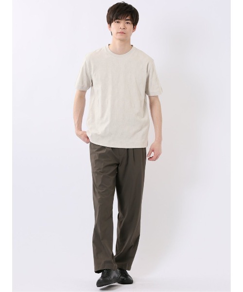 TAKA-Q（タカキュー）の「【綿混】タカキュー ジオメトリック ジャガード クルーネック 半袖 Tシャツ（Tシャツ/カットソー・メンズ・ベージュ/ネイビー・LARGE/X-LARGE/MEDIUM）」の7枚目の写真