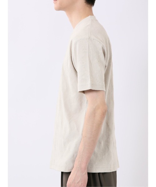 TAKA-Q（タカキュー）の「【綿混】タカキュー ジオメトリック ジャガード クルーネック 半袖 Tシャツ（Tシャツ/カットソー・メンズ・ベージュ/ネイビー・LARGE/X-LARGE/MEDIUM）」の9枚目の写真