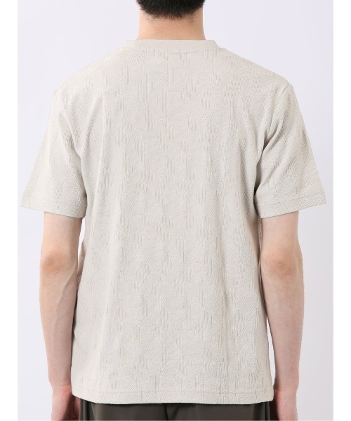 TAKA-Q（タカキュー）の「【綿混】タカキュー ジオメトリック ジャガード クルーネック 半袖 Tシャツ（Tシャツ/カットソー・メンズ・ベージュ/ネイビー・LARGE/X-LARGE/MEDIUM）」の10枚目の写真