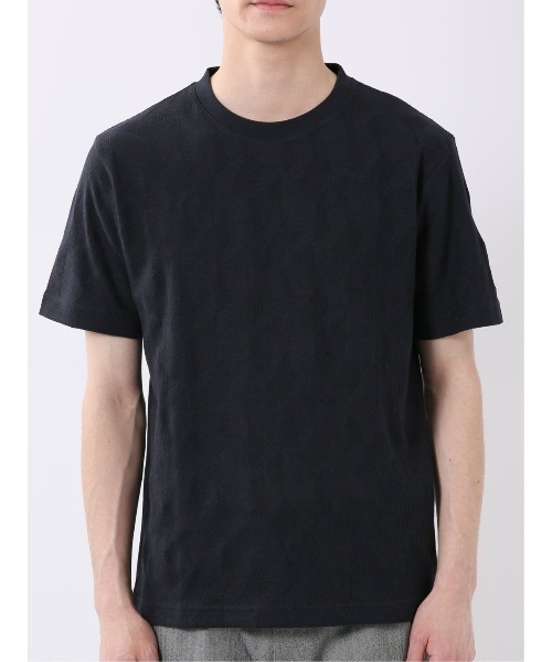 TAKA-Q（タカキュー）の「【綿混】タカキュー ジオメトリック ジャガード クルーネック 半袖 Tシャツ（Tシャツ/カットソー・メンズ・ベージュ/ネイビー・LARGE/X-LARGE/MEDIUM）」の22枚目の写真
