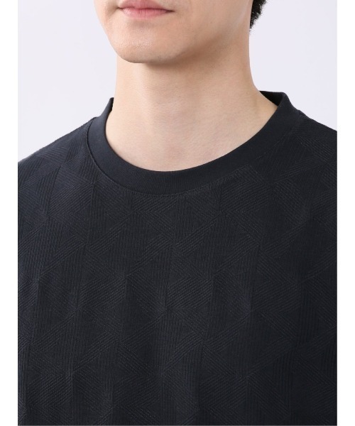 TAKA-Q（タカキュー）の「【綿混】タカキュー ジオメトリック ジャガード クルーネック 半袖 Tシャツ（Tシャツ/カットソー・メンズ・ベージュ/ネイビー・LARGE/X-LARGE/MEDIUM）」の15枚目の写真