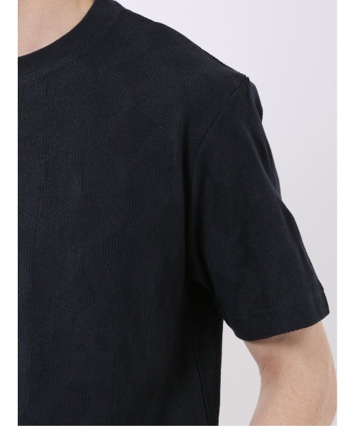TAKA-Q（タカキュー）の「【綿混】タカキュー ジオメトリック ジャガード クルーネック 半袖 Tシャツ（Tシャツ/カットソー・メンズ・ベージュ/ネイビー・LARGE/X-LARGE/MEDIUM）」の16枚目の写真