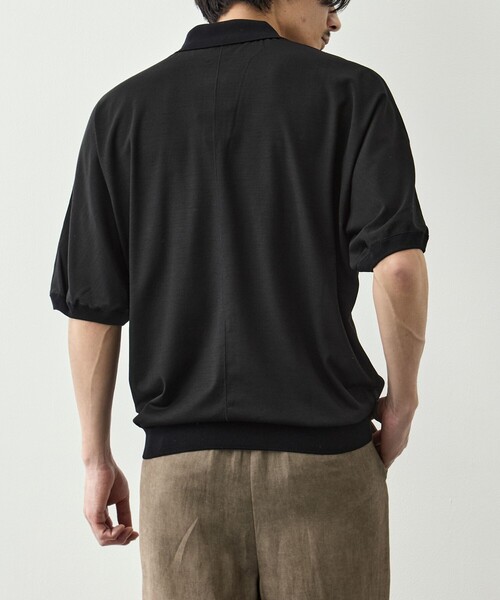 GOOD PEOPLE GOOD STITCHING GOOD PRODUCT(グッドピープルグッドスティッチンググッドプロダクト)の「【GOOD PEOPLE GOOD STITCHING GOOD PRODUCT/グッドピープルグッドスティッチンググッドプロダクト】Knit Reduced Collar Half Sleeve Polo(ポロシャツ・メンズ・ブラック/ダークグレー・S/M/L)」の5枚目の写真