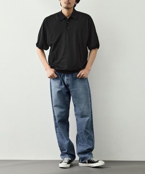 GOOD PEOPLE GOOD STITCHING GOOD PRODUCT(グッドピープルグッドスティッチンググッドプロダクト)の「【GOOD PEOPLE GOOD STITCHING GOOD PRODUCT/グッドピープルグッドスティッチンググッドプロダクト】Knit Reduced Collar Half Sleeve Polo(ポロシャツ・メンズ・ブラック/ダークグレー・S/M/L)」の7枚目の写真