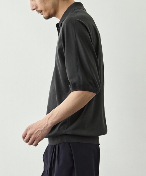 GOOD PEOPLE GOOD STITCHING GOOD PRODUCT(グッドピープルグッドスティッチンググッドプロダクト)の「【GOOD PEOPLE GOOD STITCHING GOOD PRODUCT/グッドピープルグッドスティッチンググッドプロダクト】Knit Reduced Collar Half Sleeve Polo(ポロシャツ・メンズ・ブラック/ダークグレー・S/M/L)」の17枚目の写真