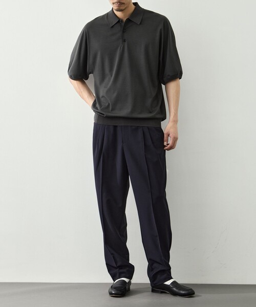 GOOD PEOPLE GOOD STITCHING GOOD PRODUCT(グッドピープルグッドスティッチンググッドプロダクト)の「【GOOD PEOPLE GOOD STITCHING GOOD PRODUCT/グッドピープルグッドスティッチンググッドプロダクト】Knit Reduced Collar Half Sleeve Polo(ポロシャツ・メンズ・ブラック/ダークグレー・S/M/L)」の19枚目の写真