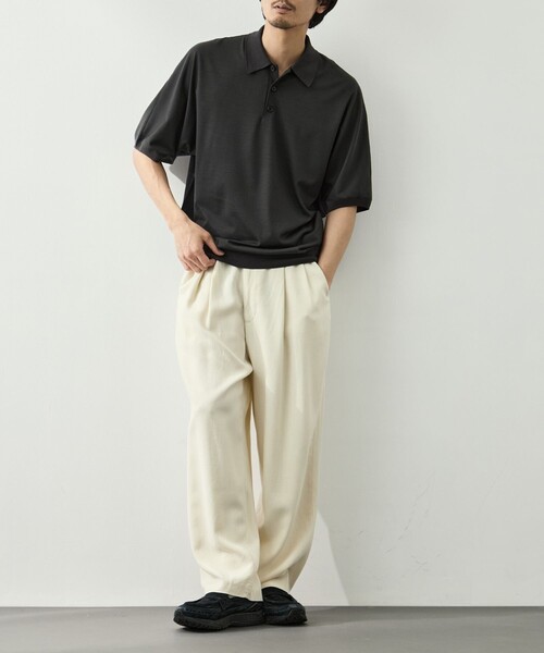 GOOD PEOPLE GOOD STITCHING GOOD PRODUCT(グッドピープルグッドスティッチンググッドプロダクト)の「【GOOD PEOPLE GOOD STITCHING GOOD PRODUCT/グッドピープルグッドスティッチンググッドプロダクト】Knit Reduced Collar Half Sleeve Polo(ポロシャツ・メンズ・ブラック/ダークグレー・S/M/L)」の20枚目の写真