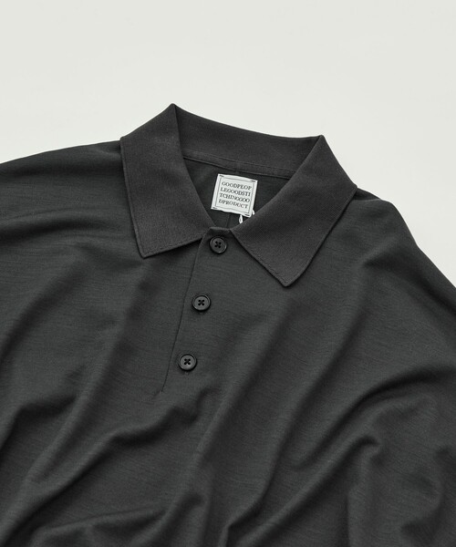 GOOD PEOPLE GOOD STITCHING GOOD PRODUCT(グッドピープルグッドスティッチンググッドプロダクト)の「【GOOD PEOPLE GOOD STITCHING GOOD PRODUCT/グッドピープルグッドスティッチンググッドプロダクト】Knit Reduced Collar Half Sleeve Polo(ポロシャツ・メンズ・ブラック/ダークグレー・S/M/L)」の22枚目の写真