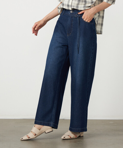 COMME CA ISM(コムサイズム)の「デニムワイドパンツ(デニムパンツ・レディース・ネイビー/ブルー・LARGE/MEDIUM)」の2枚目の写真