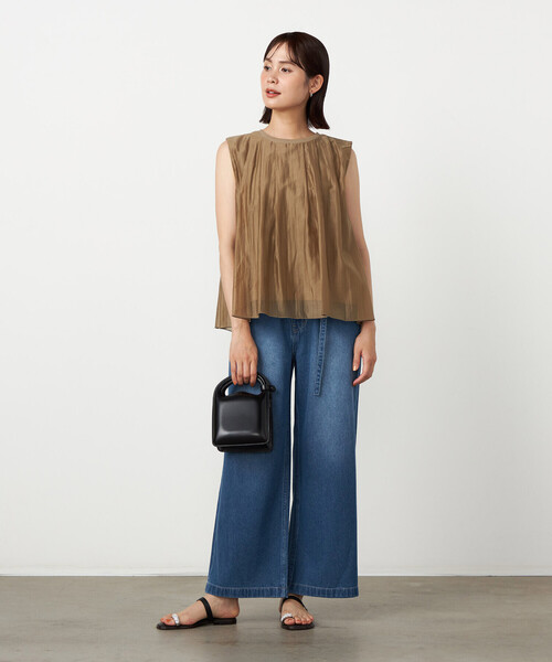 COMME CA ISM(コムサイズム)の「デニムワイドパンツ(デニムパンツ・レディース・ネイビー/ブルー・LARGE/MEDIUM)」の3枚目の写真