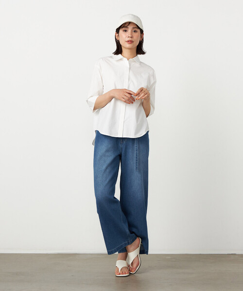 COMME CA ISM(コムサイズム)の「デニムワイドパンツ(デニムパンツ・レディース・ネイビー/ブルー・LARGE/MEDIUM)」の5枚目の写真