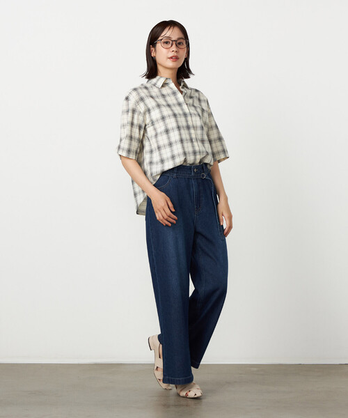 COMME CA ISM(コムサイズム)の「デニムワイドパンツ(デニムパンツ・レディース・ネイビー/ブルー・LARGE/MEDIUM)」の7枚目の写真