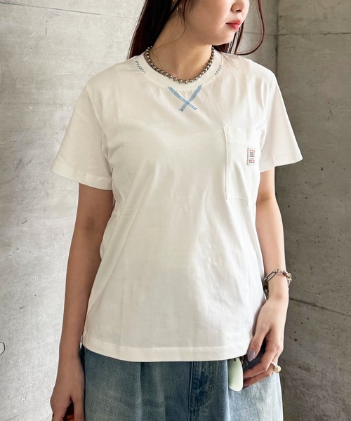 DOUBLE NAME(ダブルネーム)の「Mending BACKモチーフTEE(Tシャツ/カットソー・レディース・レッド/ブルー/オフホワイト・FREE)」の10枚目の写真