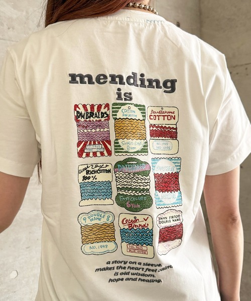DOUBLE NAME(ダブルネーム)の「Mending BACKモチーフTEE(Tシャツ/カットソー・レディース・レッド/ブルー/オフホワイト・FREE)」の11枚目の写真