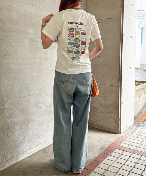 DOUBLE NAME(ダブルネーム)の「Mending BACKモチーフTEE(Tシャツ/カットソー・レディース・レッド/ブルー/オフホワイト・FREE)」の13枚目の写真