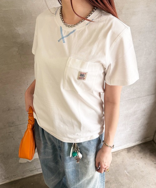 DOUBLE NAME(ダブルネーム)の「Mending BACKモチーフTEE(Tシャツ/カットソー・レディース・レッド/ブルー/オフホワイト・FREE)」の16枚目の写真