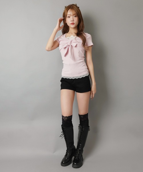 SPINNS(スピンズ)の「デニムショートパンツ/3ボタン(デニムパンツ・レディース・ブラック・S/M)」の10枚目の写真