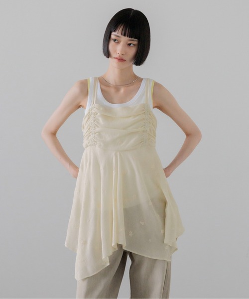 LOWRYS FARM（ローリーズファーム）の「ヨウリュウシシュウキャミチュニック　903513（シャツ/ブラウス・レディース・アイボリー/ブラック/ホワイト・FREE）」の15枚目の写真