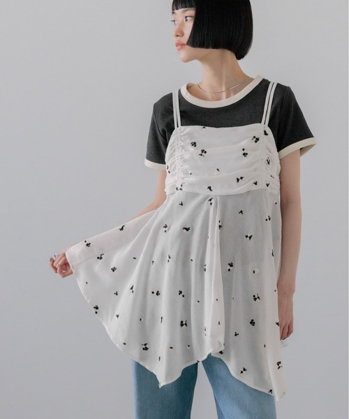 LOWRYS FARM（ローリーズファーム）の「ヨウリュウシシュウキャミチュニック　903513（シャツ/ブラウス・レディース・アイボリー/ブラック/ホワイト・FREE）」の14枚目の写真